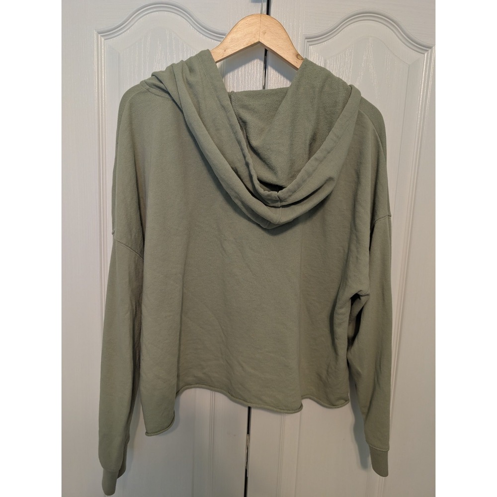 Gap French Terry Knit Cropped Hoodie 1/4 Zip Sage Mint Green Sz Large - Picture 2 of 5